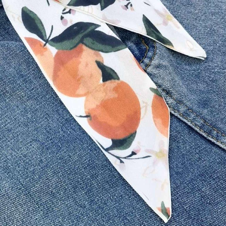 Ceinture foulard, à motifs d'oranges abstraites, modèle Tecla - La Boutique de la Ceinture