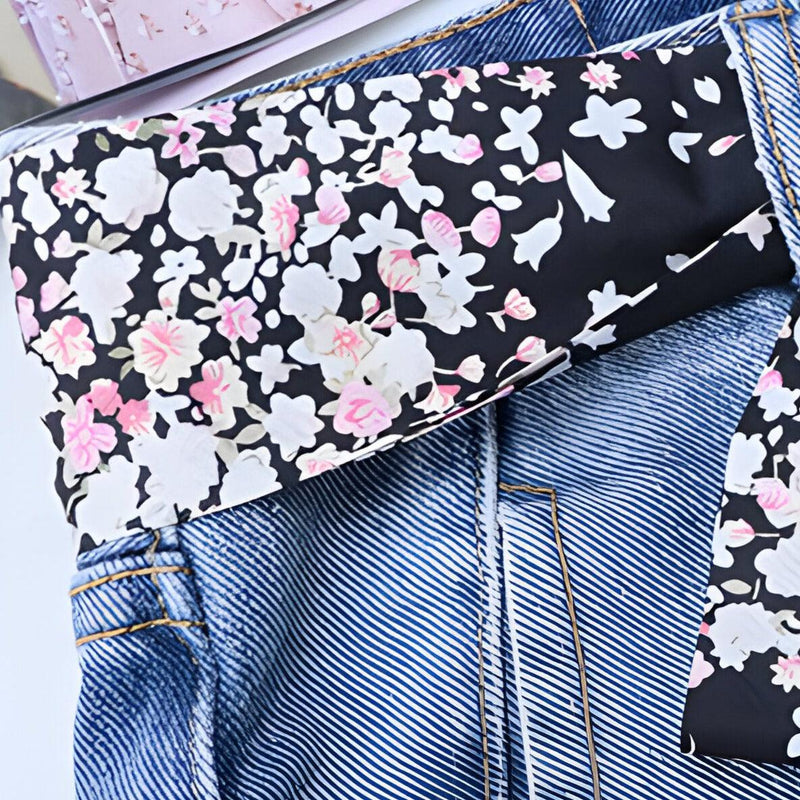 Ceinture foulard, à motifs floraux roses, modèle Cirilla