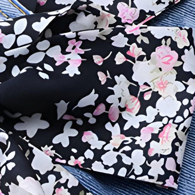 Ceinture foulard, à motifs floraux roses, modèle Cirilla - La Boutique de la Ceinture