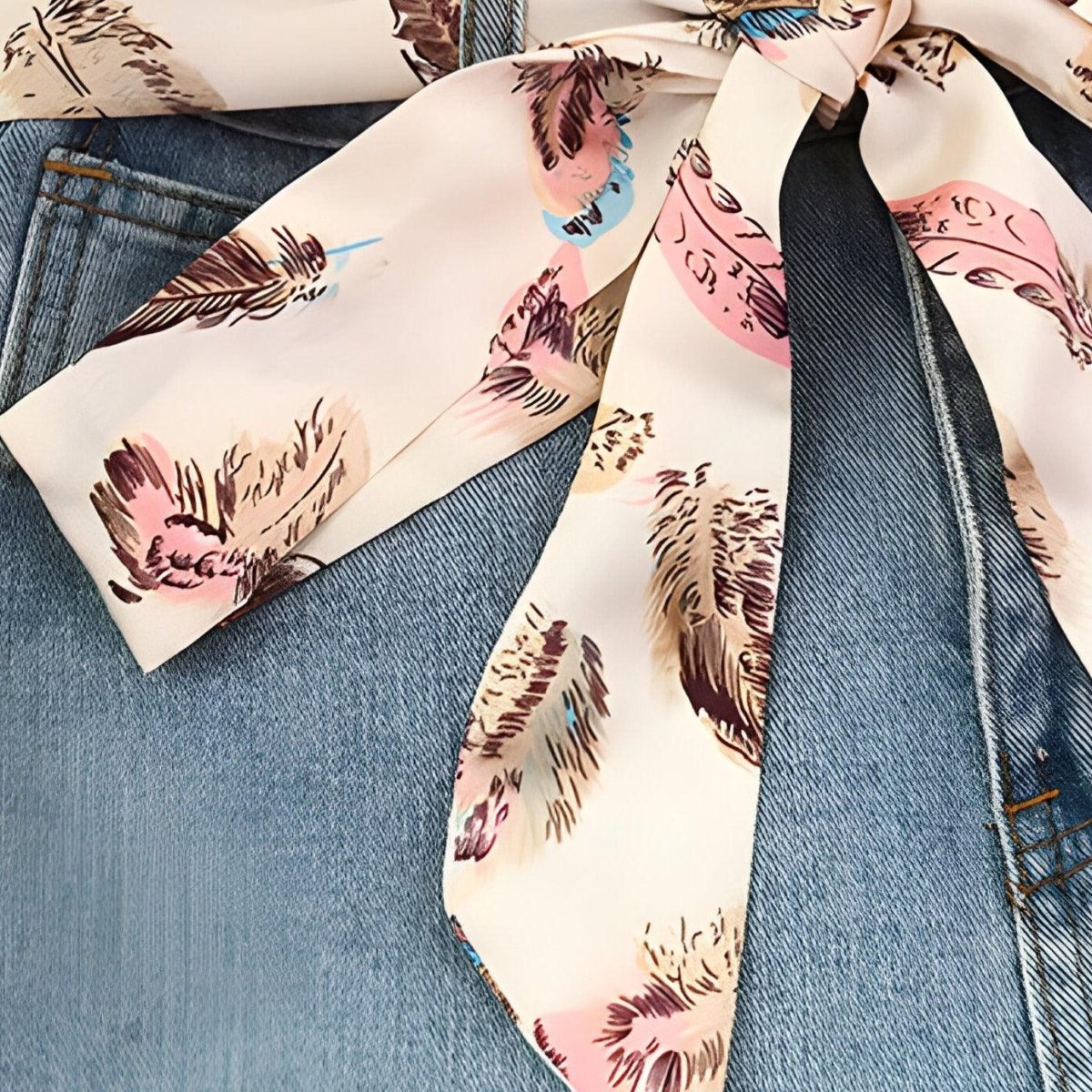 Ceinture foulard, à motifs plumes, modèle Carmela - La Boutique de la Ceinture