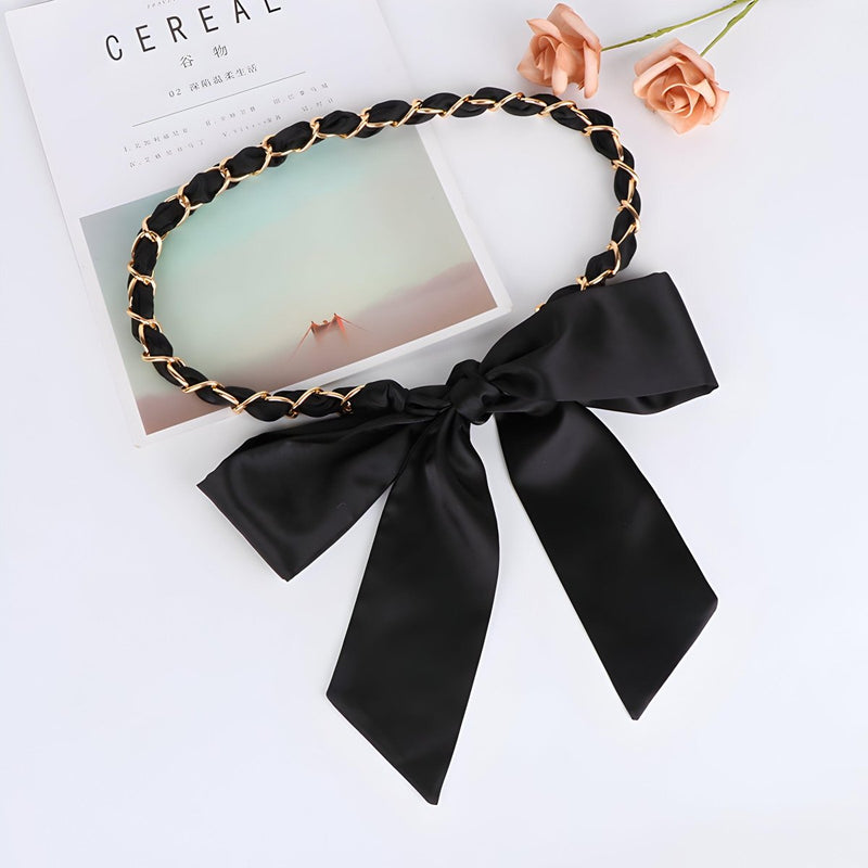 Ceinture foulard, en soie, unie, modèle Oriana