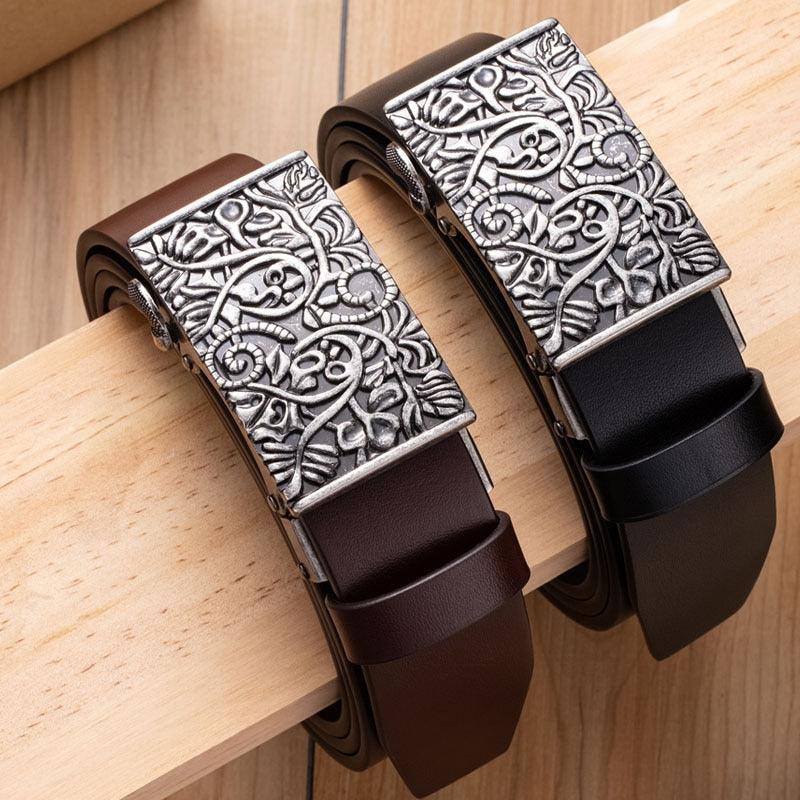 Ceinture grande taille femme ou homme, boucle automatique Western, modèle Gesupo