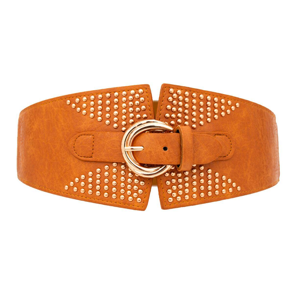 Ceinture large élastique cloutée, taille haute, modèle Susanna - La Boutique de la Ceinture