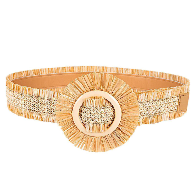 Ceinture large en raphia, modèle Seanna