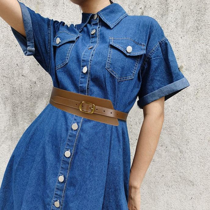 Ceinture large, taille haute, pour femme, modèle Liani