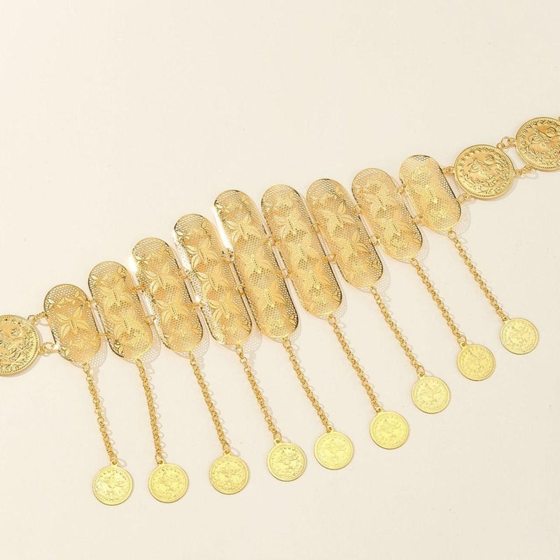 Ceinture marocaine dorée à motifs papillons, modèle Diouri