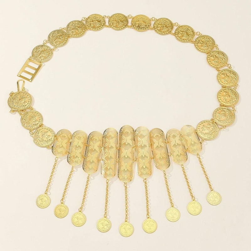 Ceinture marocaine dorée à motifs papillons, modèle Diouri