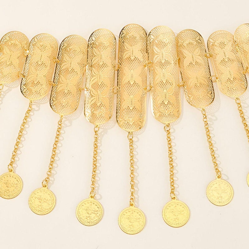 Ceinture marocaine dorée à motifs papillons, modèle Diouri