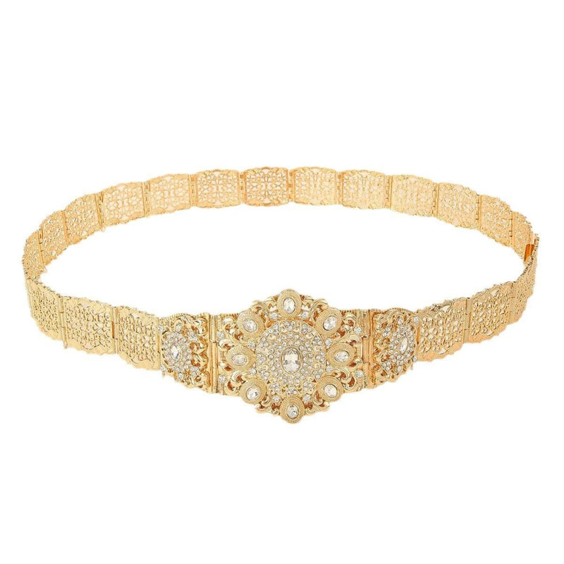 Ceinture marocaine dorée incrustée de strass, modèle Tirra