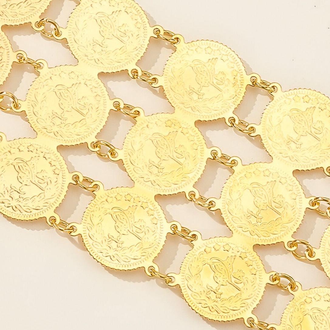 Ceinture marocaine dorée triple chaîne, modèle Leghlid - La Boutique de la Ceinture