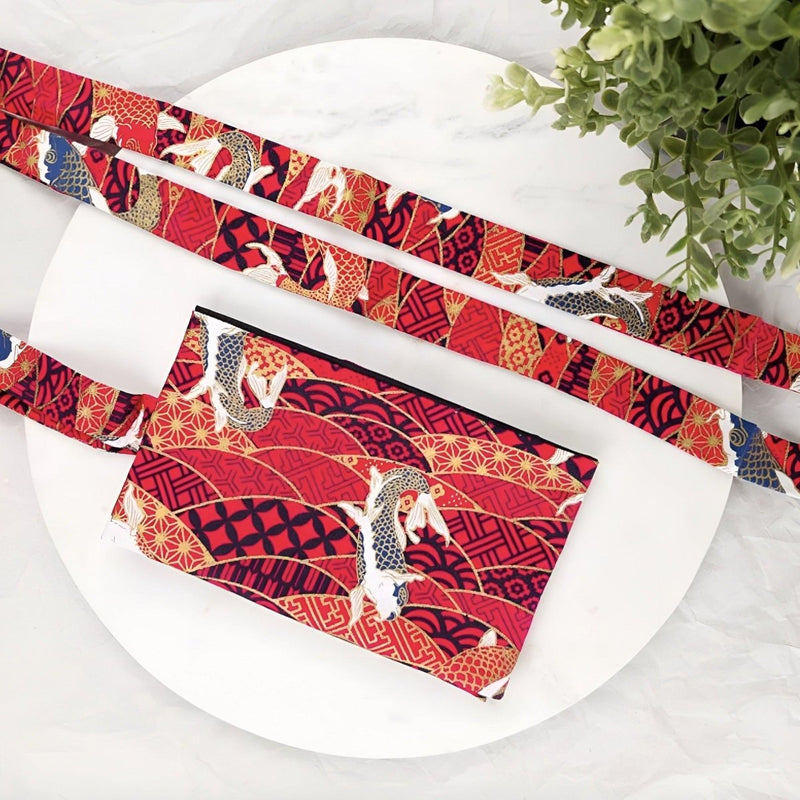 Ceinture Obi à motifs carpe Koï, modèle Naegi