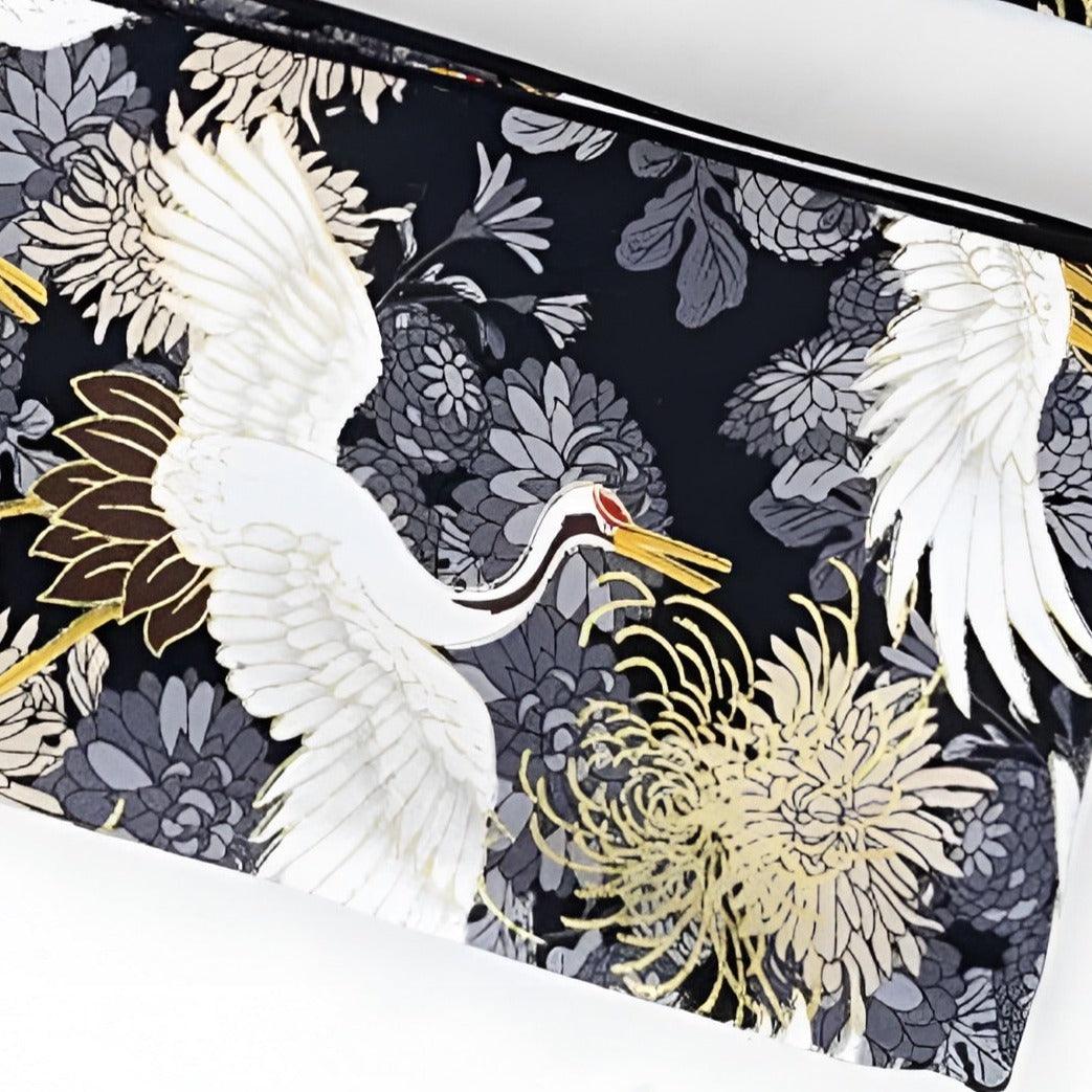 Ceinture Obi à motifs grues et chrysantèmes, modèle Mita - La Boutique de la Ceinture