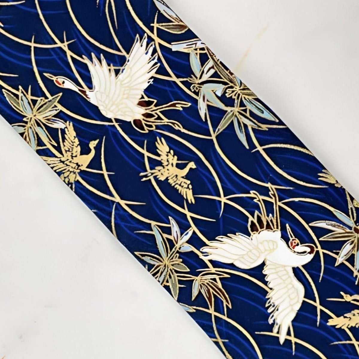 Ceinture Obi à motifs Grues, modèle Tsuru - La Boutique de la Ceinture