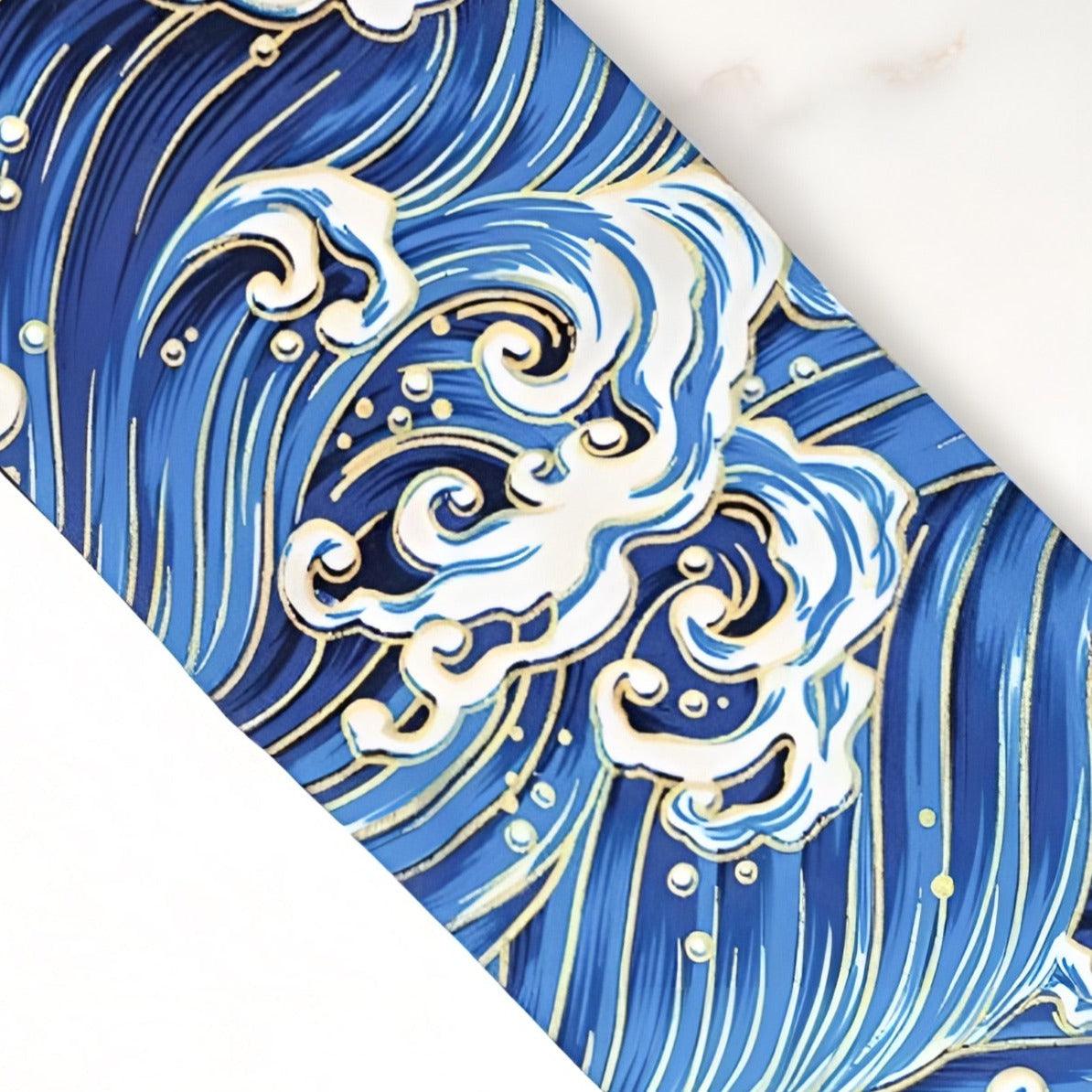 Ceinture Obi à motifs vague japonaise, modèle Taji - La Boutique de la Ceinture