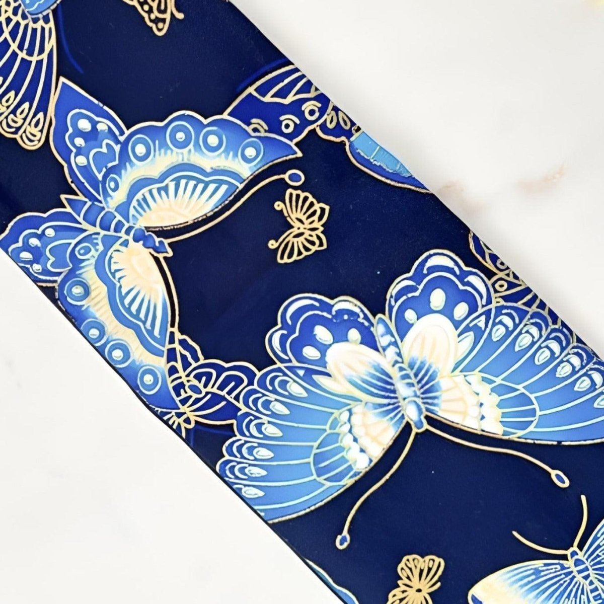 Ceinture Obi noire à motifs papillon, modèle Osen - La Boutique de la Ceinture