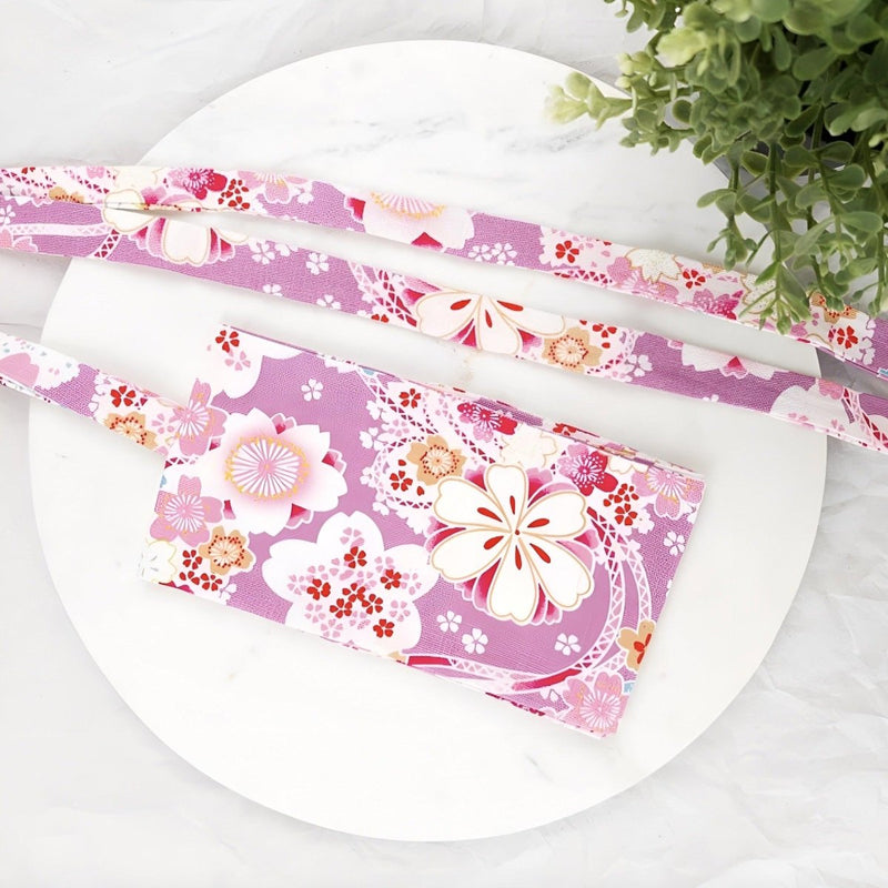 Ceinture Obi rose à motifs fleurs de printemps, modèle Yuro