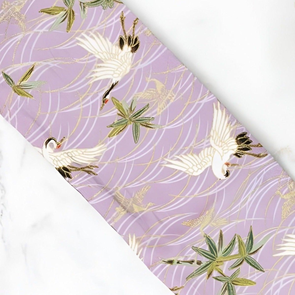 Ceinture Obi rose à motifs grues, modèle Oshita - La Boutique de la Ceinture