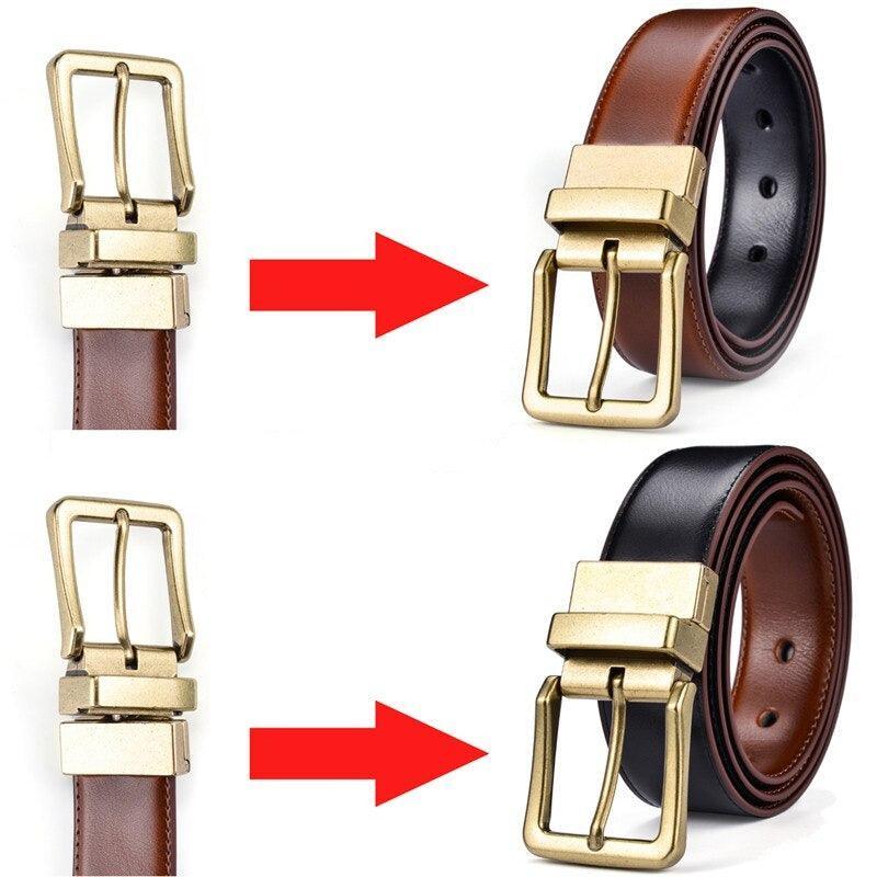 Ceinture réversible en cuir 2 en 1 pour homme, modèle Isaac - La Boutique de la Ceinture
