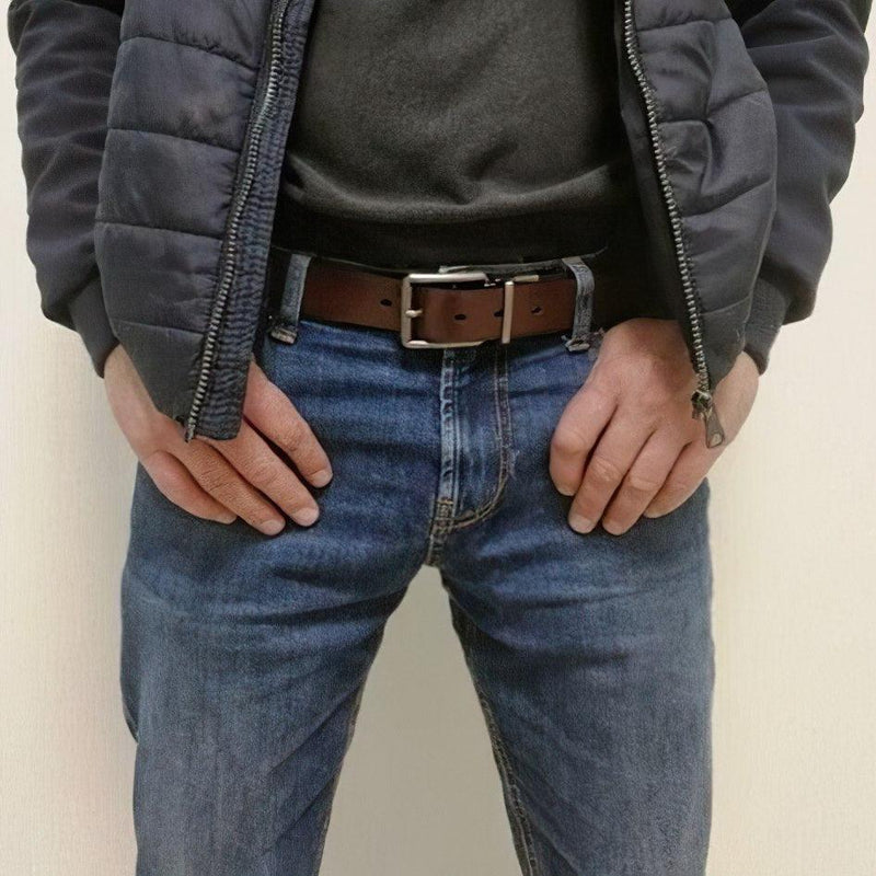 Ceinture réversible en cuir 2 en 1 pour homme, modèle Kaarel