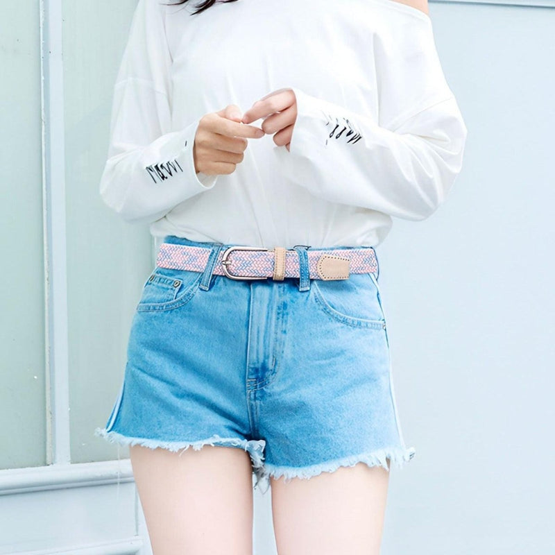 Ceinture tressée élastique pour femme, modèle Fedora