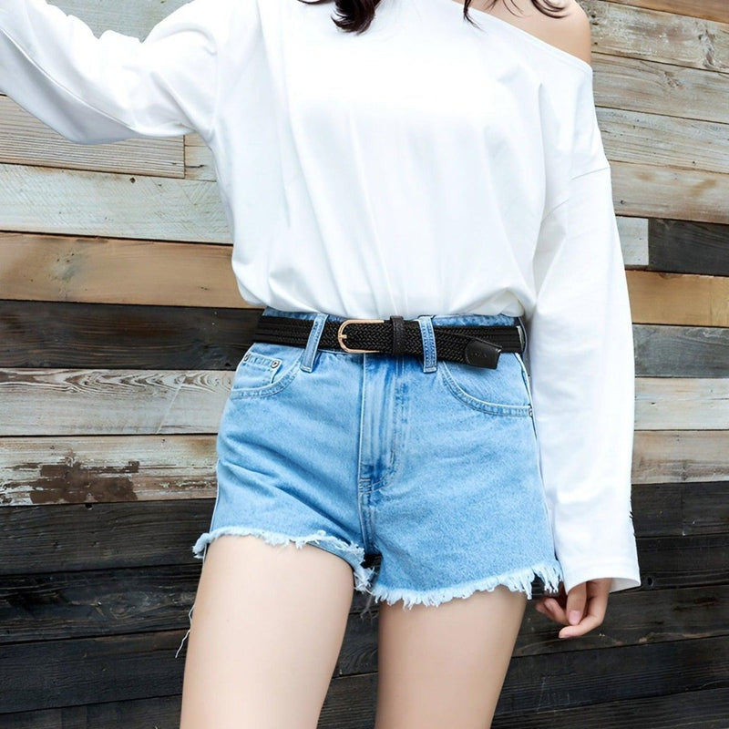 Ceinture tressée élastique pour femme, modèle Fedora