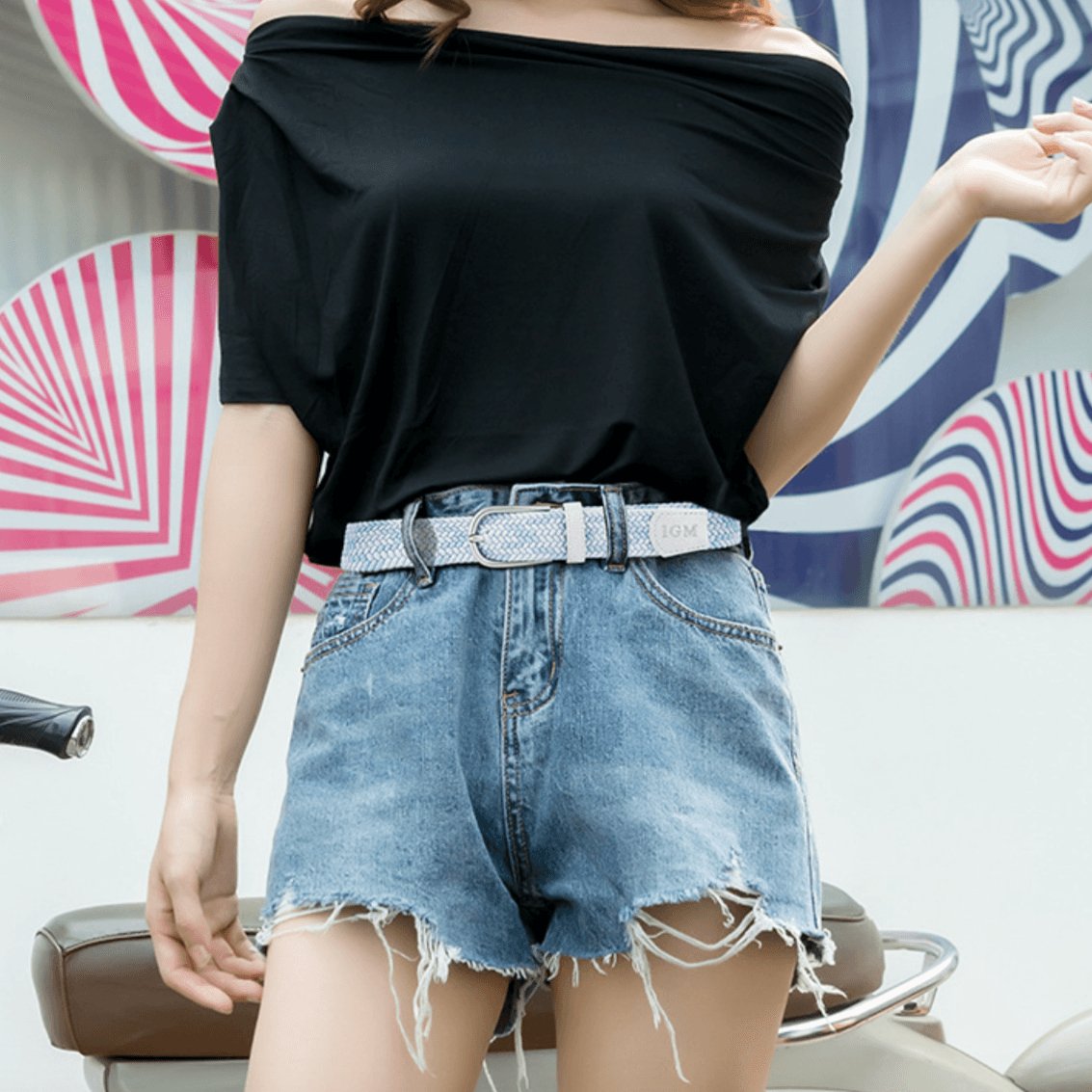 Ceinture tressée élastique pour femme, modèle Ofelia - La Boutique de la Ceinture