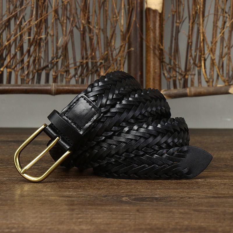 Ceinture tressée en cuir, modèle Halina