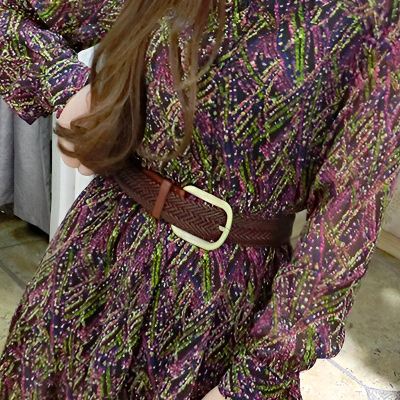 Ceinture tressée en cuir pour femme boucle dorée, modèle Nancy