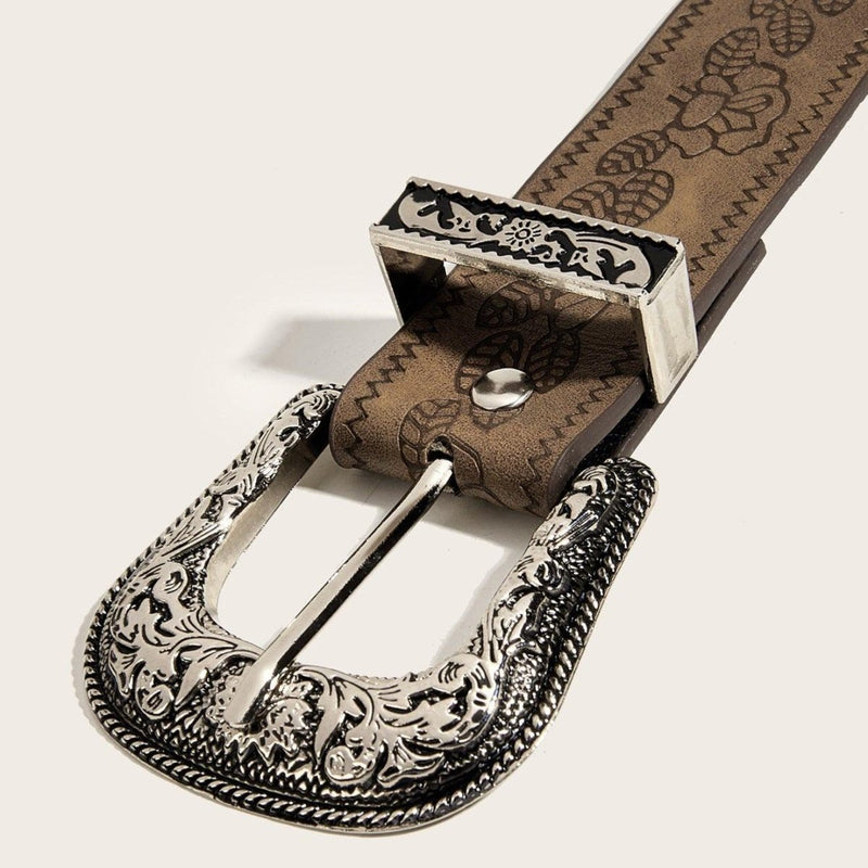 Ceinture Western à motif végétal et boucle florale, modèle Loway