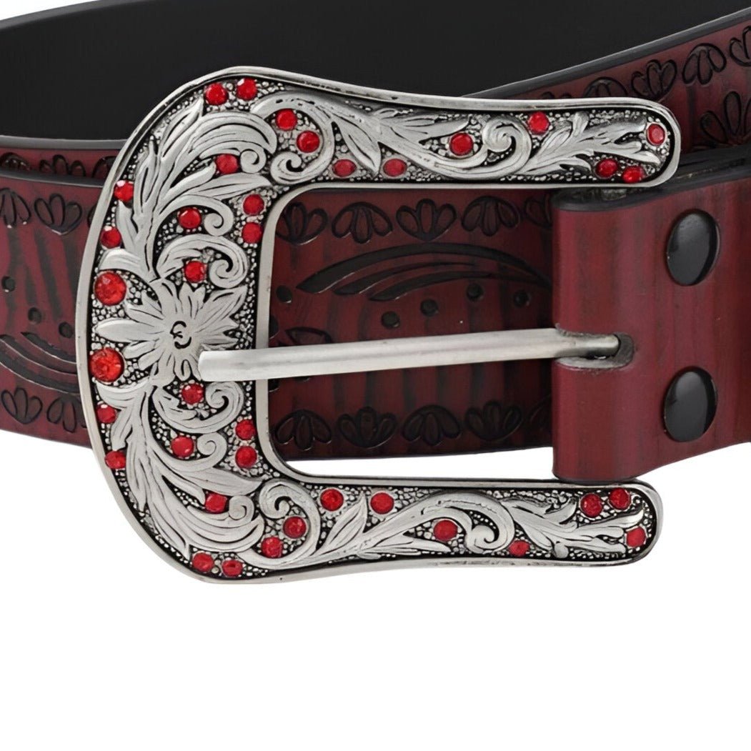 Ceinture Western à motifs floraux, modèle Kurata - La Boutique de la Ceinture