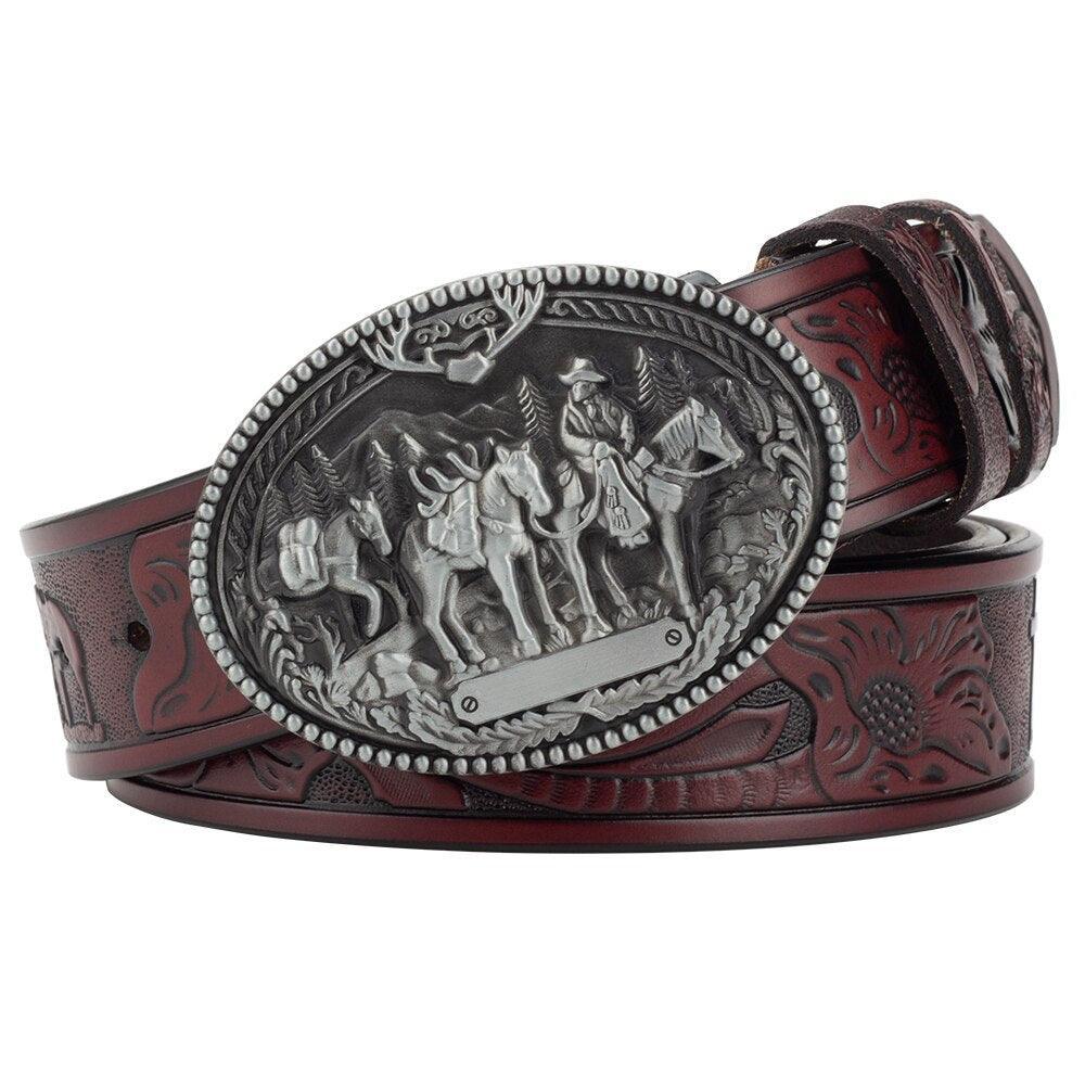 Ceinture Western en cuir pour homme, modèle Jester - La Boutique de la Ceinture