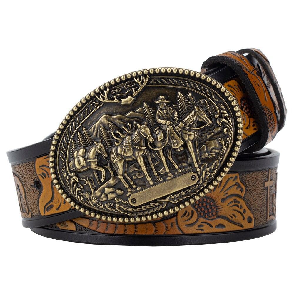 Ceinture Western en cuir pour homme, modèle Jester