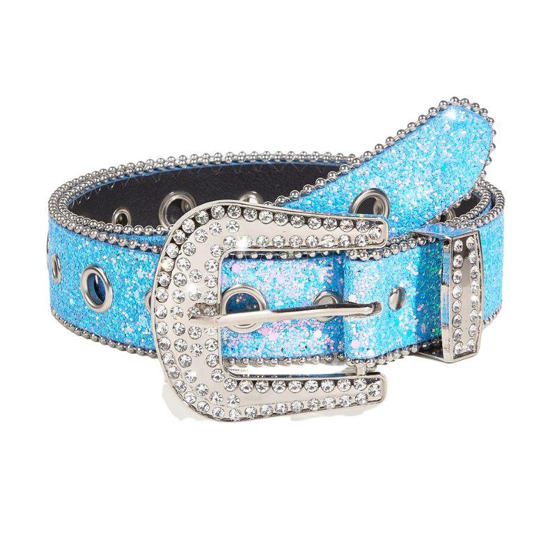 Ceinture Western Pailletée avec Boucle Strass, modèle Briella - La Boutique de la Ceinture