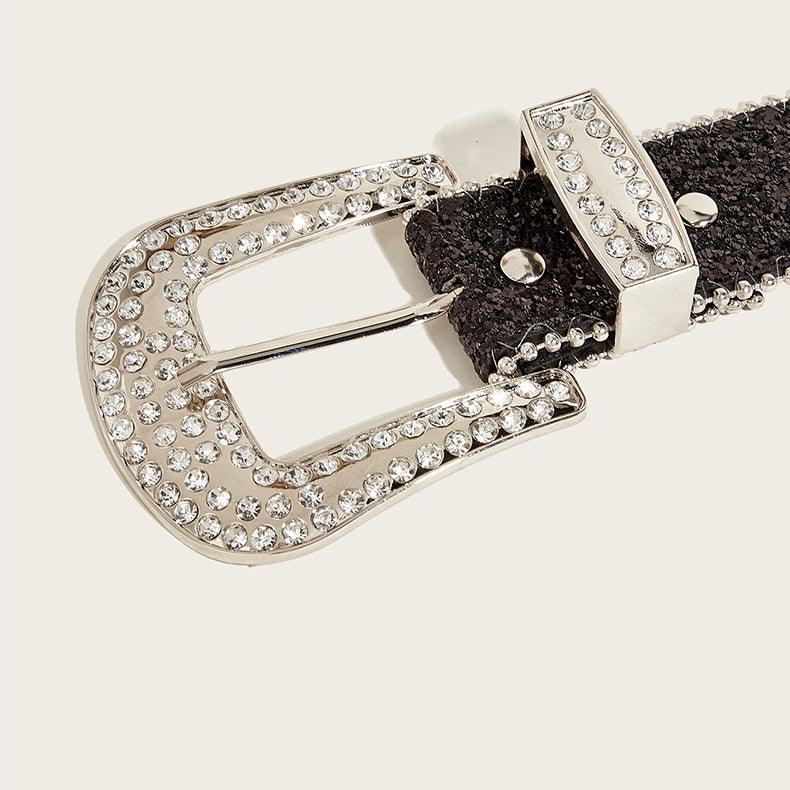 Ceinture Western Pailletée avec Boucle Strass, modèle Briella