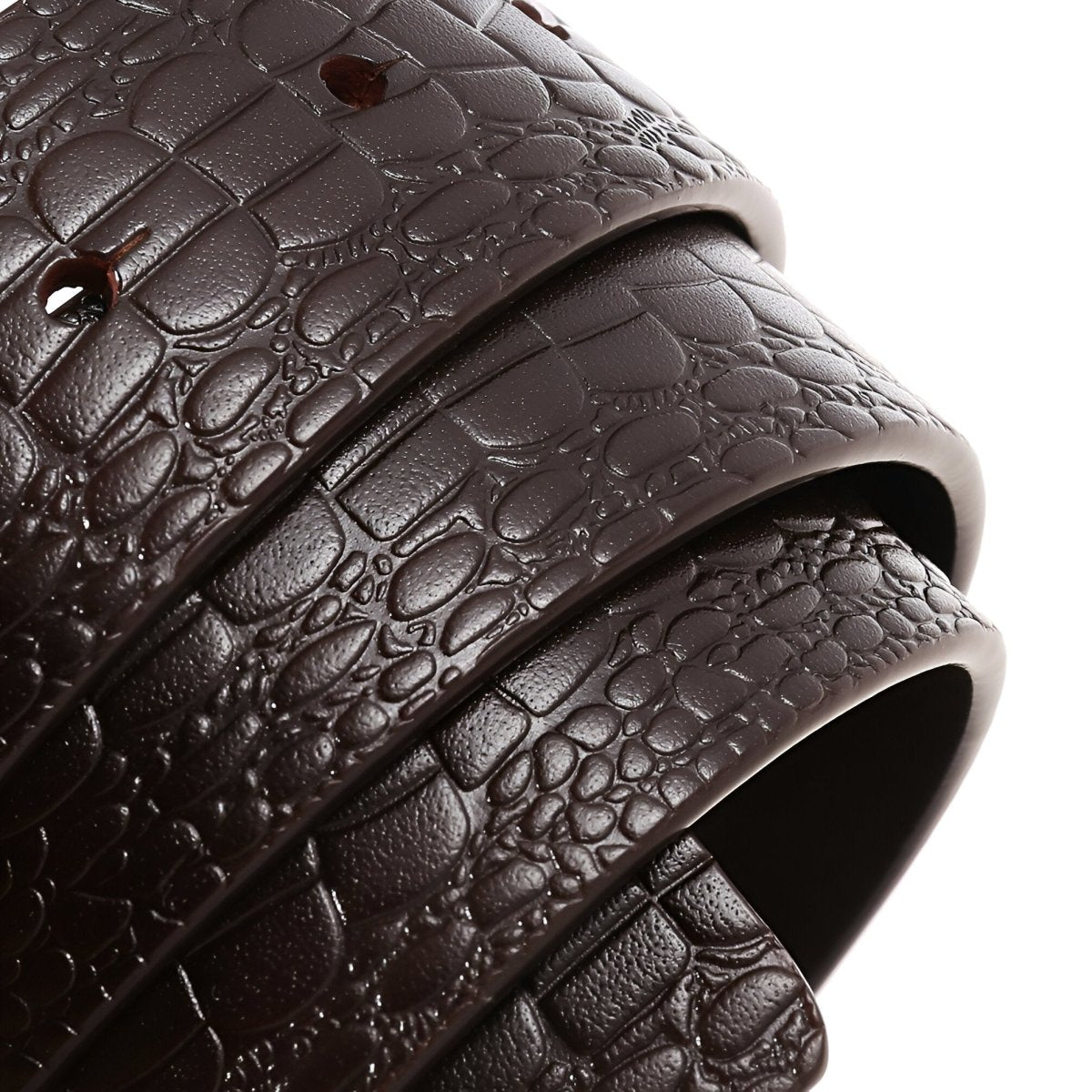 Lanière de ceinture 3.4 cm, en cuir, pour boucles ardillons, aspect crocodile, modèle Saban - La Boutique de la Ceinture