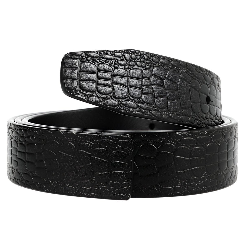 Lanière de ceinture 3.4 cm, en cuir, pour boucles ardillons, aspect crocodile, modèle Saban