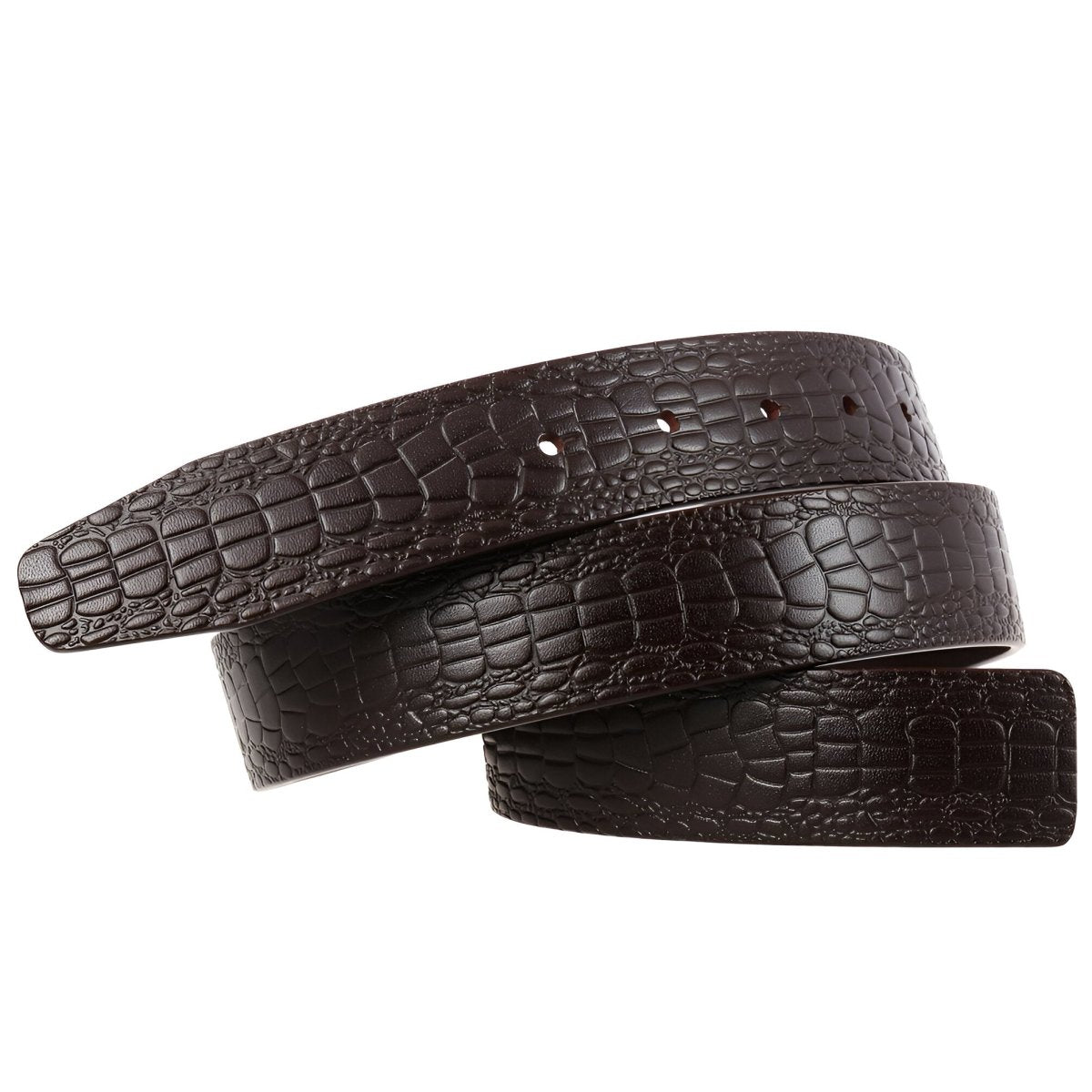 Lanière de ceinture 3.4 cm, en cuir, pour boucles ardillons, aspect crocodile, modèle Saban - La Boutique de la Ceinture