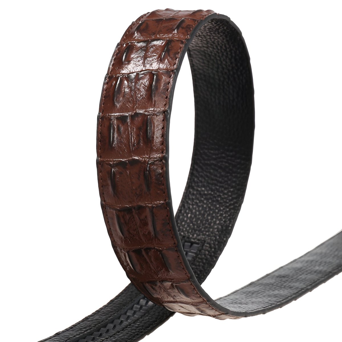 Lanière de ceinture 3.5 cm, en cuir, aspect serpent, pour boucles automatiques, modèle Gaspard - La Boutique de la Ceinture