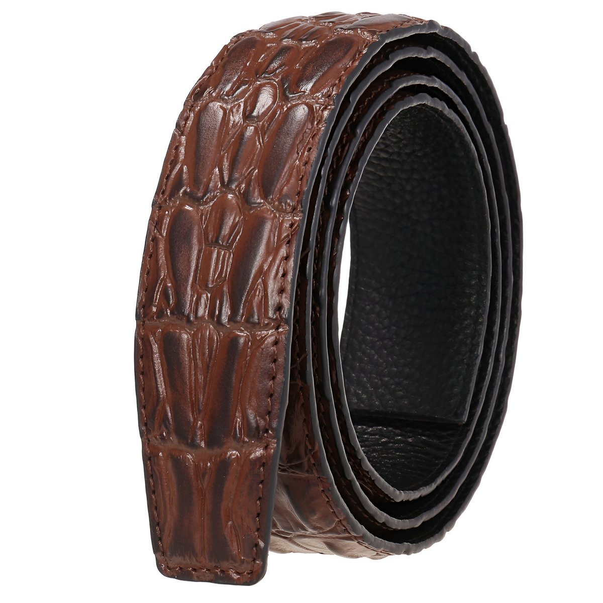 Lanière de ceinture 3.5 cm, en cuir, aspect serpent, pour boucles automatiques, modèle Gaspard - La Boutique de la Ceinture