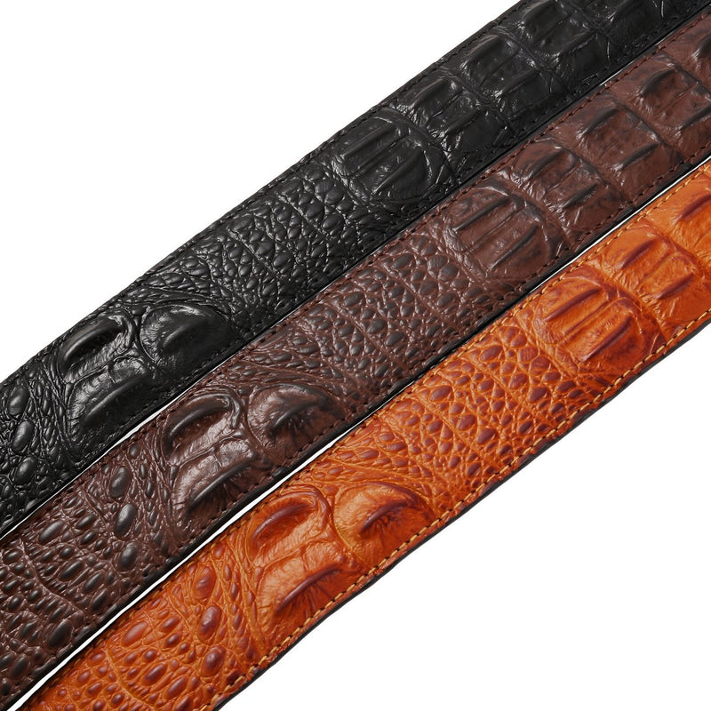 Lanière de ceinture 3.5 cm, en cuir, aspect serpent, pour boucles automatiques, modèle Gaspard