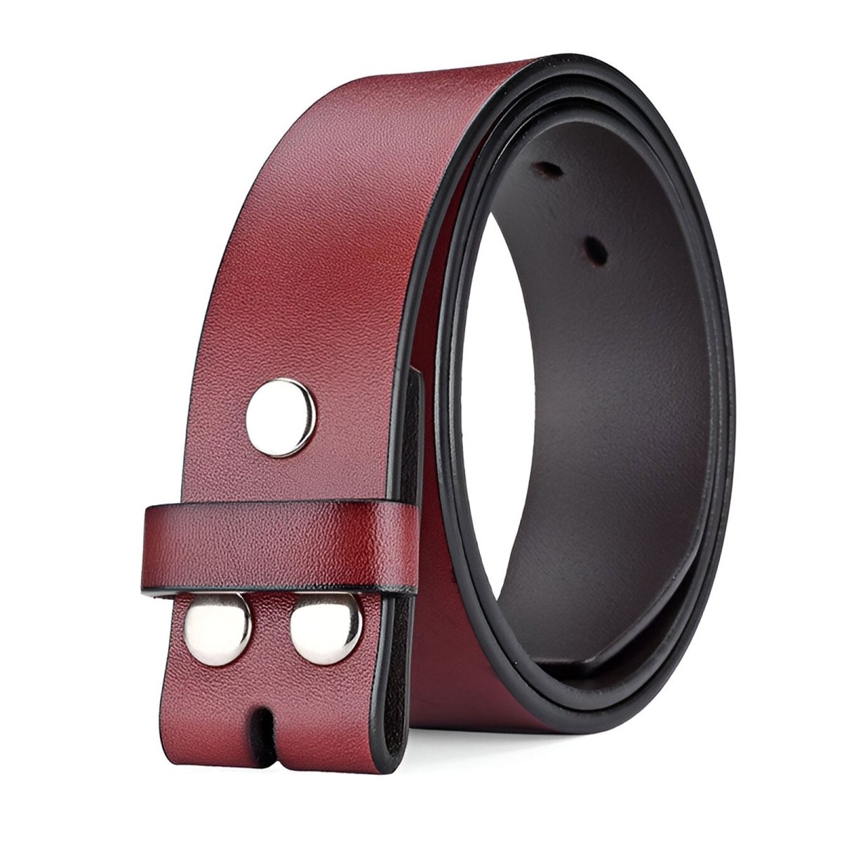 Lanière de ceinture 3.8 cm, en cuir uni, fixation par boutons pression, pour boucles interchangeables, modèle Clifford - La Boutique de la Ceinture