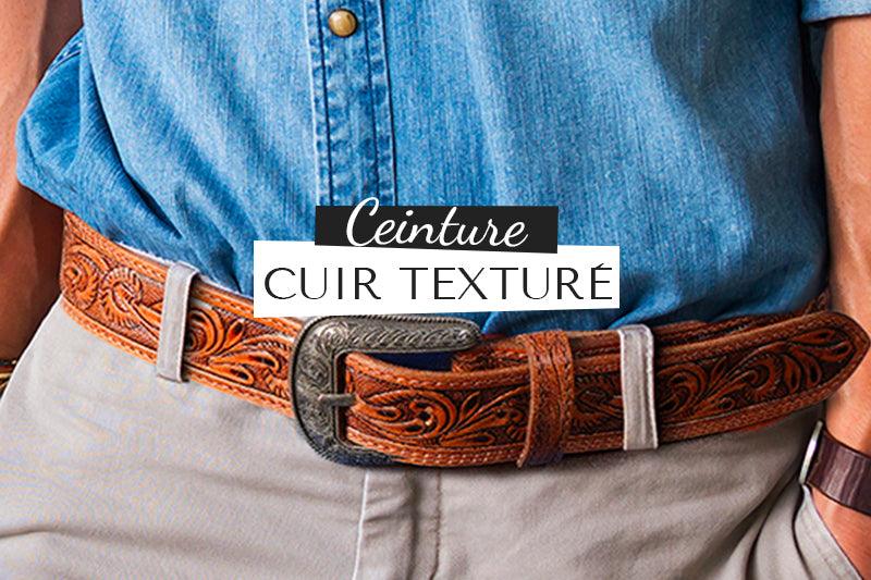 Ceinture en Cuir Texturé