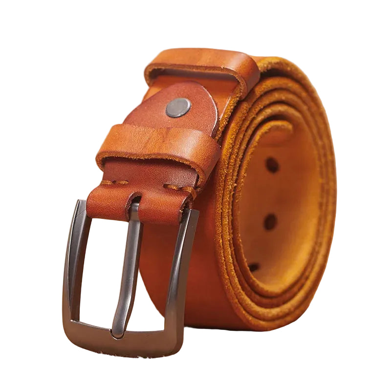 Ceinture homme en cuir véritable boucle ardillon mat, modèle Valério