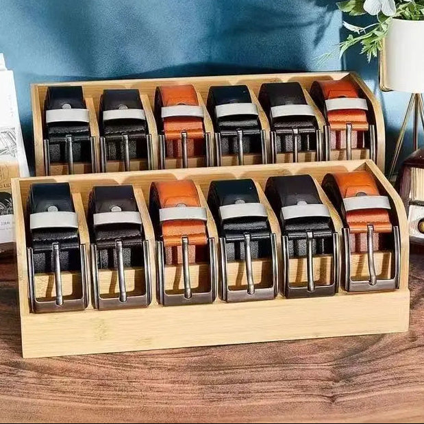 Boîte de rangement pour ceintures en bambou