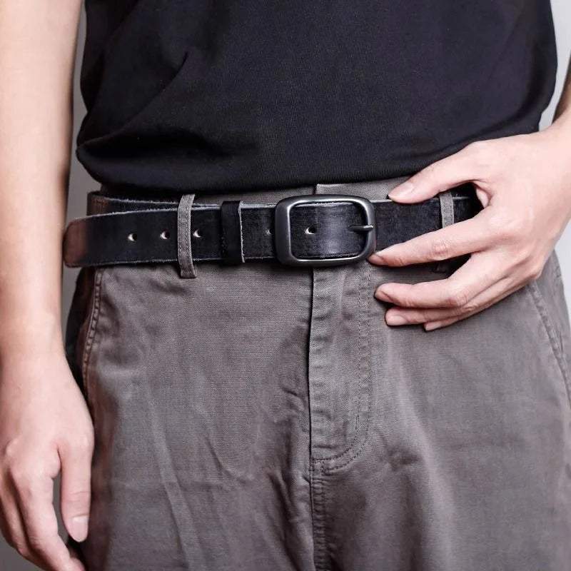 Ceinture pour homme en cuir véritable aspet vintage , modèle Bruno