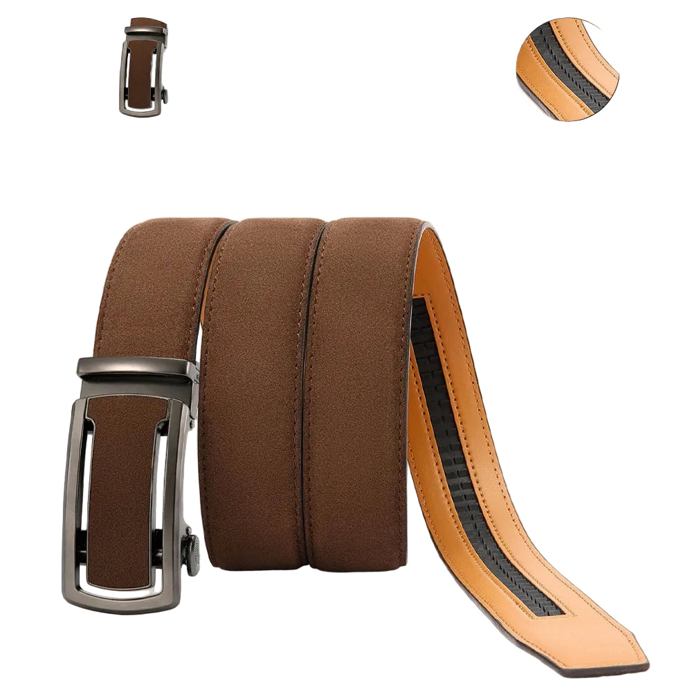 Ceinture Homme Automatique Marron Effet Daim, Modèle Nolan