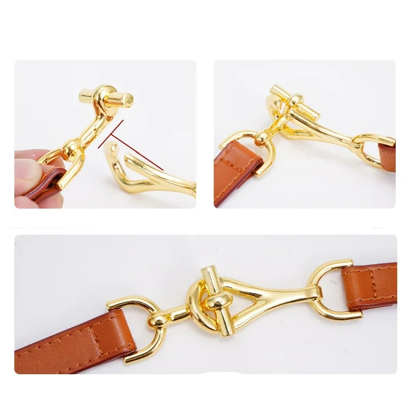 Ceinture Fine Femme en Cuir Véritable à Boucle Dorée, Modèle Cléa