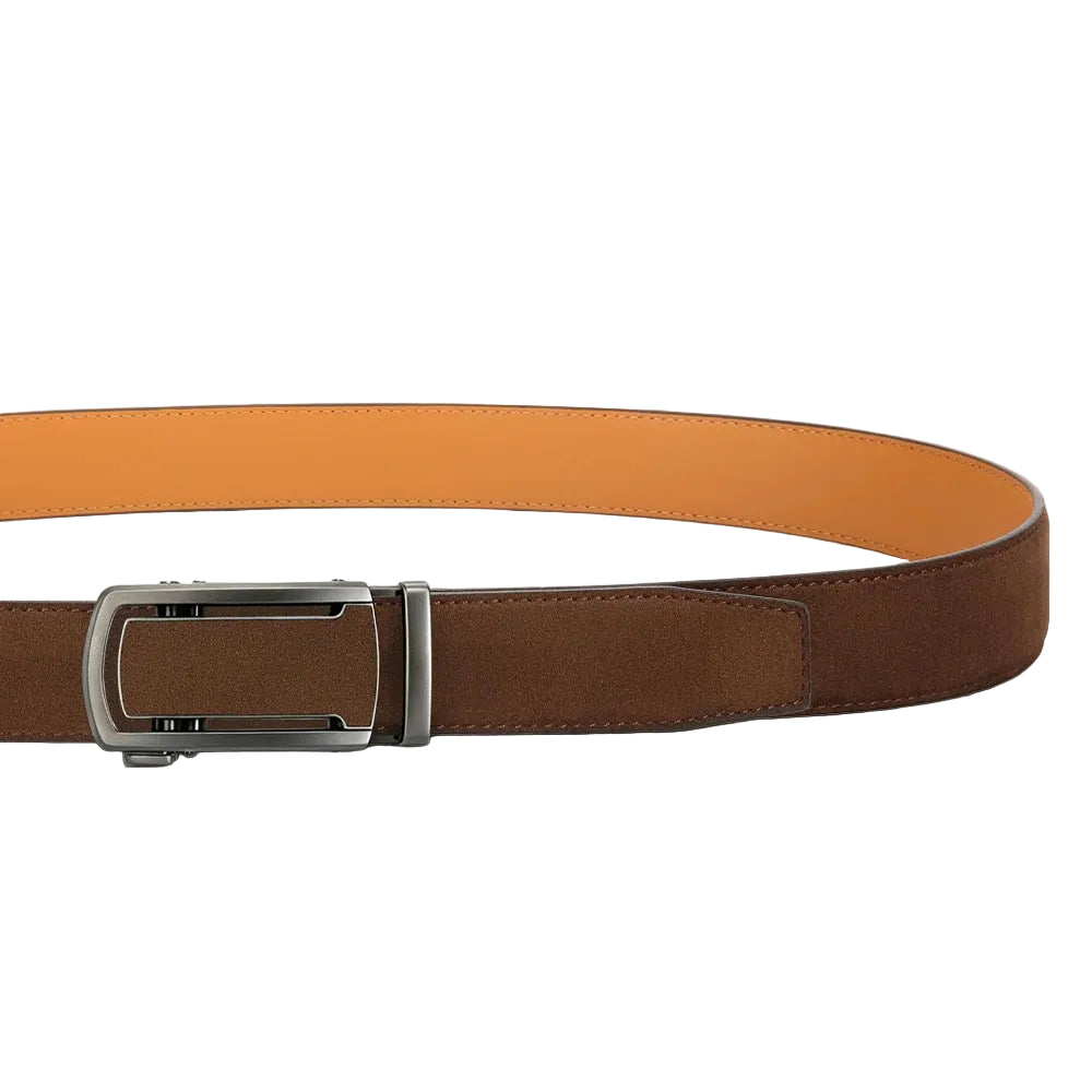 Ceinture Homme Automatique Marron Effet Daim, Modèle Nolan
