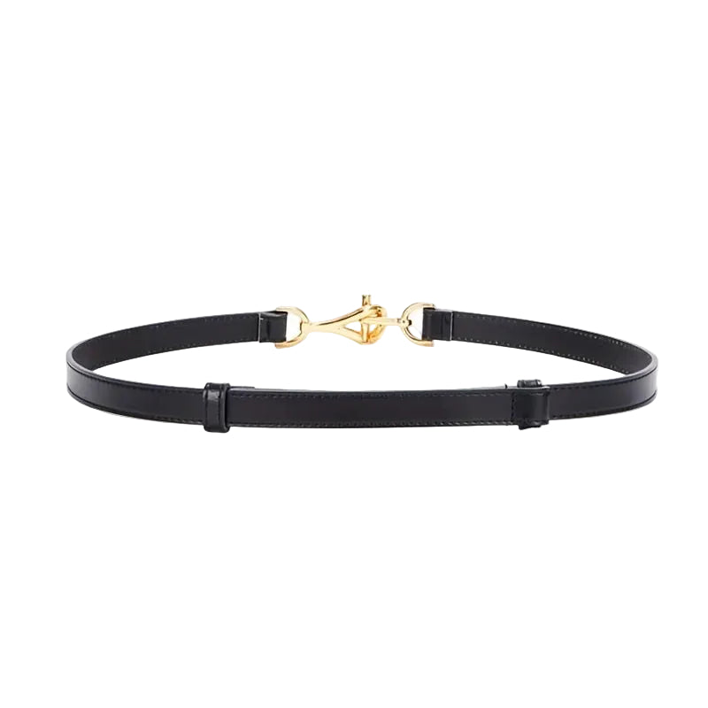 Ceinture Fine Femme en Cuir Véritable à Boucle Dorée, Modèle Cléa