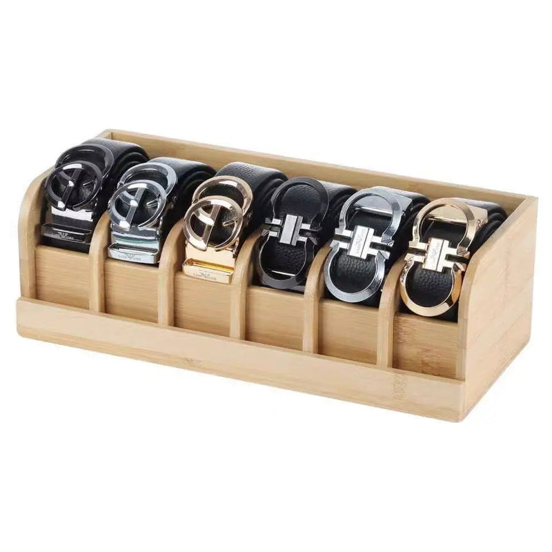 Boîte de rangement pour ceintures en bambou
